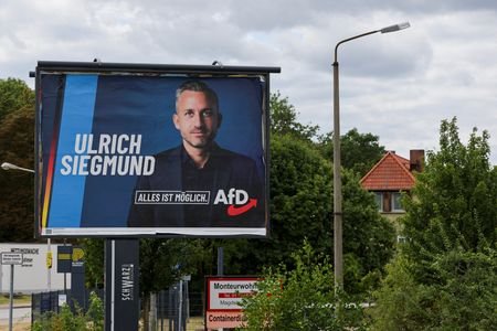 Election campaign billboard of Ulrich Siegmund, top AfD candidate for