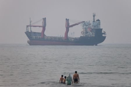 FILE PHOTO: Vessels in the Strait of Hormuz near the