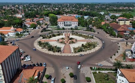A drone view shows the Praca Imperio (Empire Square) in