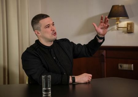 Former Ukraine’s Defence Minister Fedorov speaks during interview with Reuters