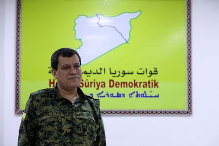 SDF commander Mazloum Abdi, attends an interview with Reuters in