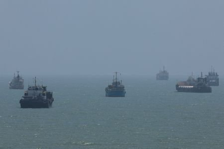 Vessels in the Strait of Hormuz are visible near the