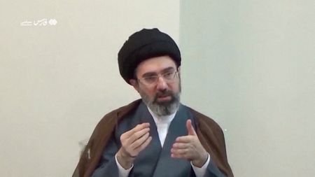 Undated archive footage released by Iranian media shows Mojtaba Khamenei