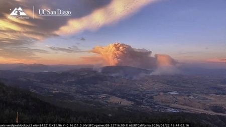 FILE PHOTO: Smoke rises from the Hawk fire burning in