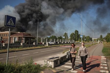 Aftermath of a Russian drone attack in Kyiv region