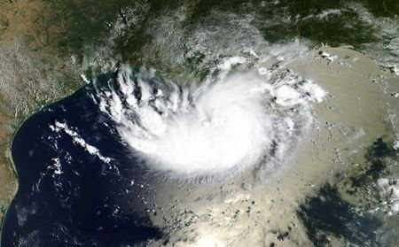 A satellite image shows Tropical Storm Edouard over the Gulf
