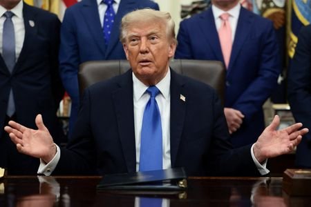 U.S. President Trump meets with travel executives in the Oval