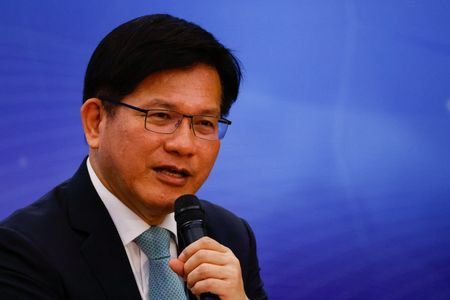 Taiwan Foreign Minister Lin Chia-lung makes a speech at a