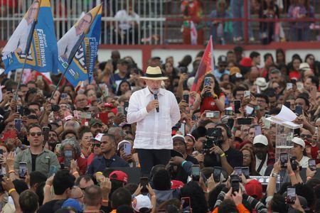 FILE PHOTO: Brazilian President Lula holds reelection campaign rally at