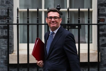 British Prime Minister Andy Burnham leaves for his first PMQs
