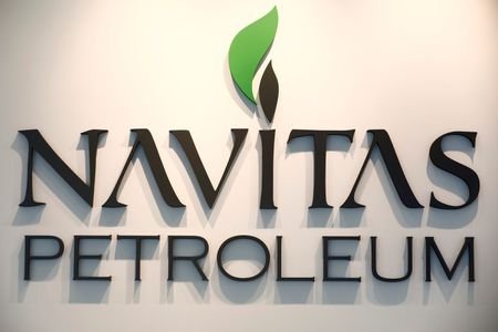 The logo of Israel's Navitas Petroleum is seen at their