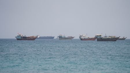 FILE PHOTO: Vessels near the Strait of Hormuz, as seen