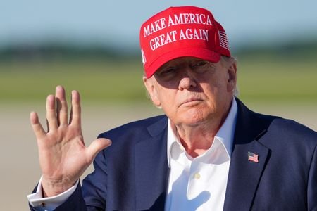 U.S. President Trump disembarks Air Force One at Joint Base