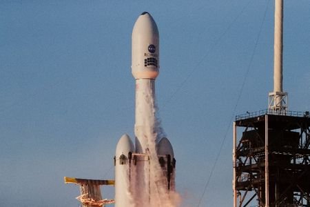 A SpaceX Falcon Heavy rocket lifts off carrying NASA's Nancy