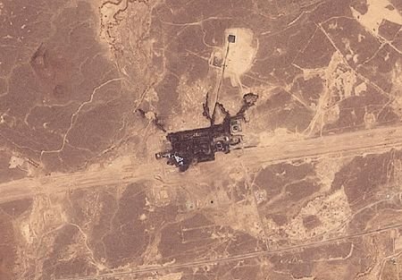 Satellite image shows damage to the East-West pipeline facility in