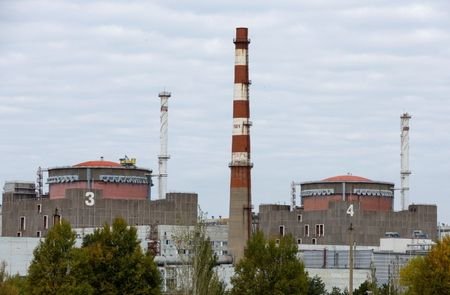 A view shows the Zaporizhzhia Nuclear Power Plant outside Enerhodar