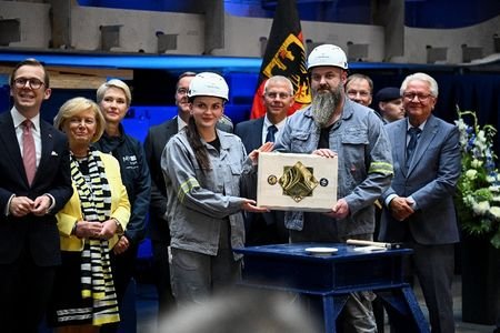 Keel-laying ceremony at Rheinmetall's shipyard in Wolgast