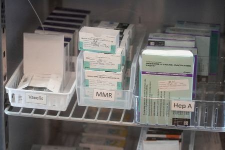 FILE PHOTO: MMR vaccines sit inside a medical refrigerator in