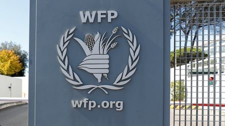 A logo of the World Food Programme is seen at