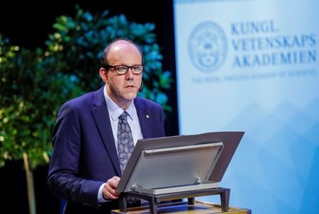 Economic Sciences Laureate Kremer speaks during his Nobel lecture at