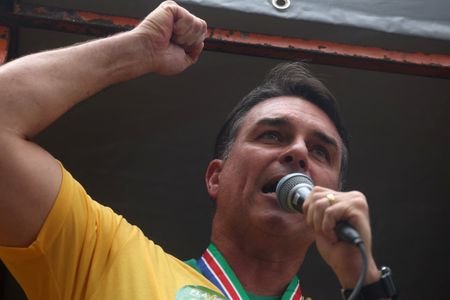 Brazilian presidential candidate Flavio Bolsonaro during a rally in Juiz