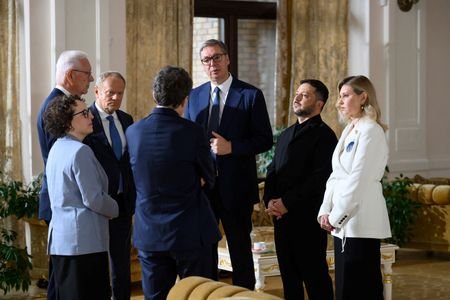 Ukraine’s President Zelenskiy meets with the Carpathian Eight Summit partisipants