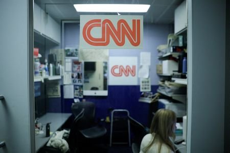 The CNN booth at the White House after US President