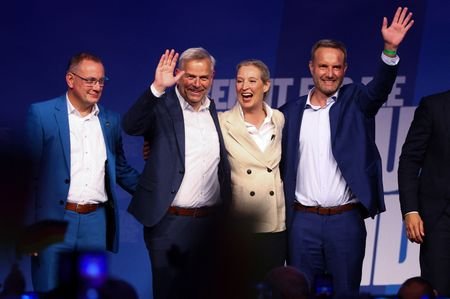 AfD candidate for state premier Leif-Erik Holm attends a campaign