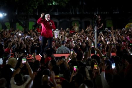 Brazilian President Luiz Inacio Lula da Silva attends a campaign