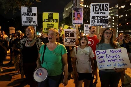 Protest at Texas capitol after ICE shooting