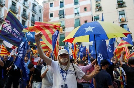 FILE PHOTO: Catalan separatists rally against far-right party ahead of
