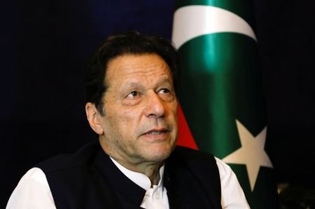 Former Pakistani PM Imran Khan speaks with Reuters during an