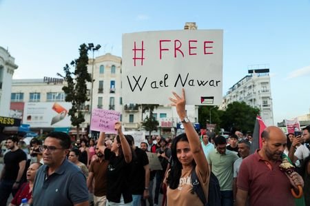 Supporters of detained pro-Palestinian activists protest to demand their release