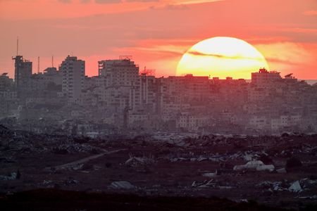 The sun sets over Gaza