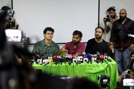 Abhijeet Dipke speaks during a press conference in New Delhi