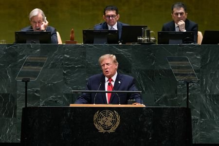 US President Trump speaks during the 81st United Nations General