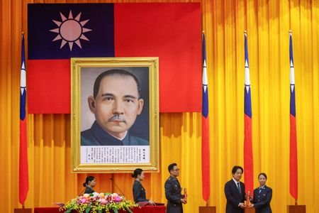Taiwan President Lai Ching-te attends the graduation ceremony for military