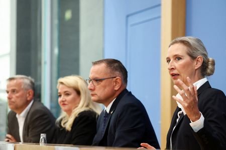 Germany's far-right AfD leaders react after state elections, in Berlin