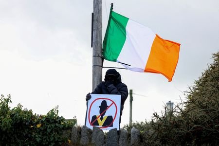 People protest on the Garvaghy Road, a Catholic enclave in
