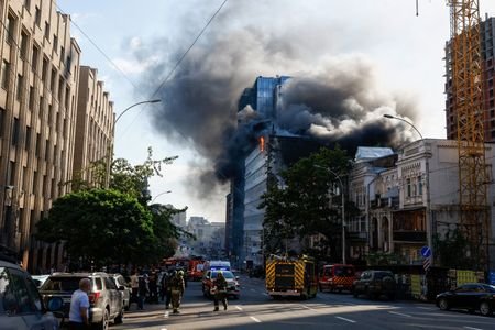 Aftermath of a Russian jet-powered drone strike in Kyiv