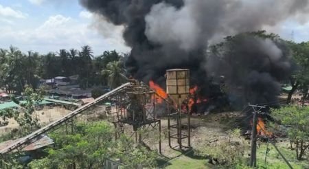 Aftermath of a Myanmar military airstrike, according to a rebel