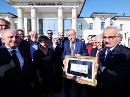 Turkish President Tayyip Erdogan attends the opening ceremony of the