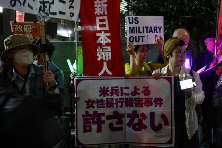 Protest over killing of a Japanese woman in Okinawa, in