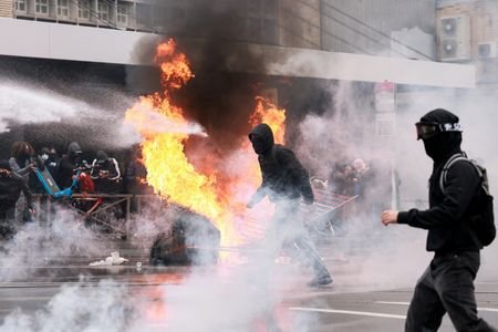 Demonstration during a nationwide strike against the Belgian government's measures,