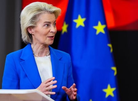 European Commission President Ursula von der Leyen attends a press