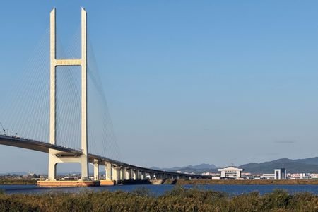 New Yalu River Bridge seen from Dandong
