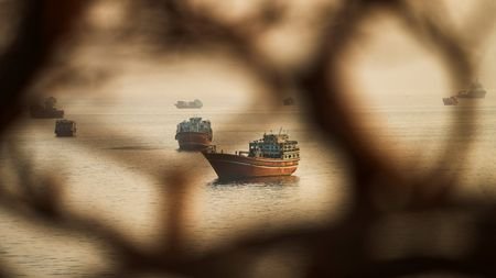 Vessels at the Strait of Hormuz, as seen from Musandam