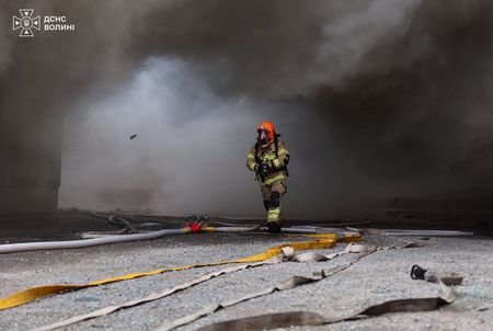 Aftermath of a Russian drone attack in Lutsk