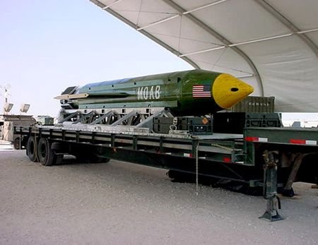 The GBU-43/B Massive Ordnance Air Blast bomb is pictured in