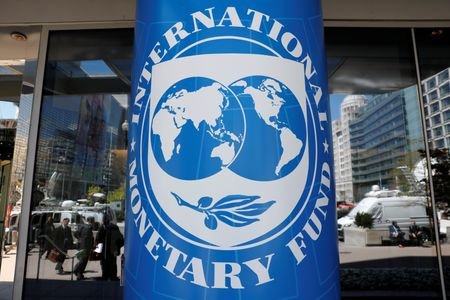 International Monetary Fund logo is seen outside the headquarters building